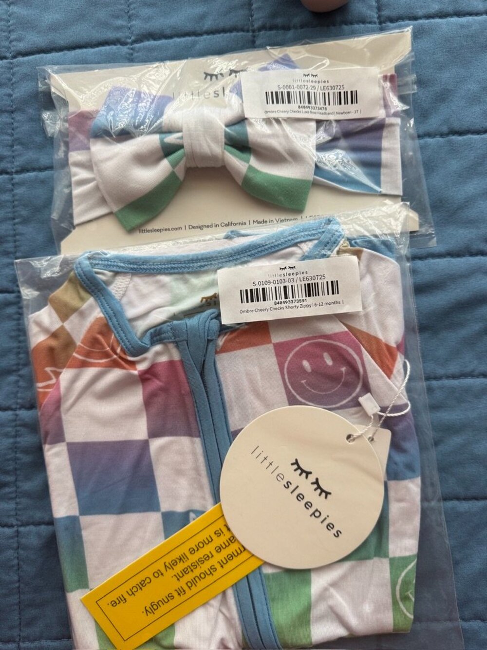Little Sleepies Ombre Cheery Checks Bundle NWT